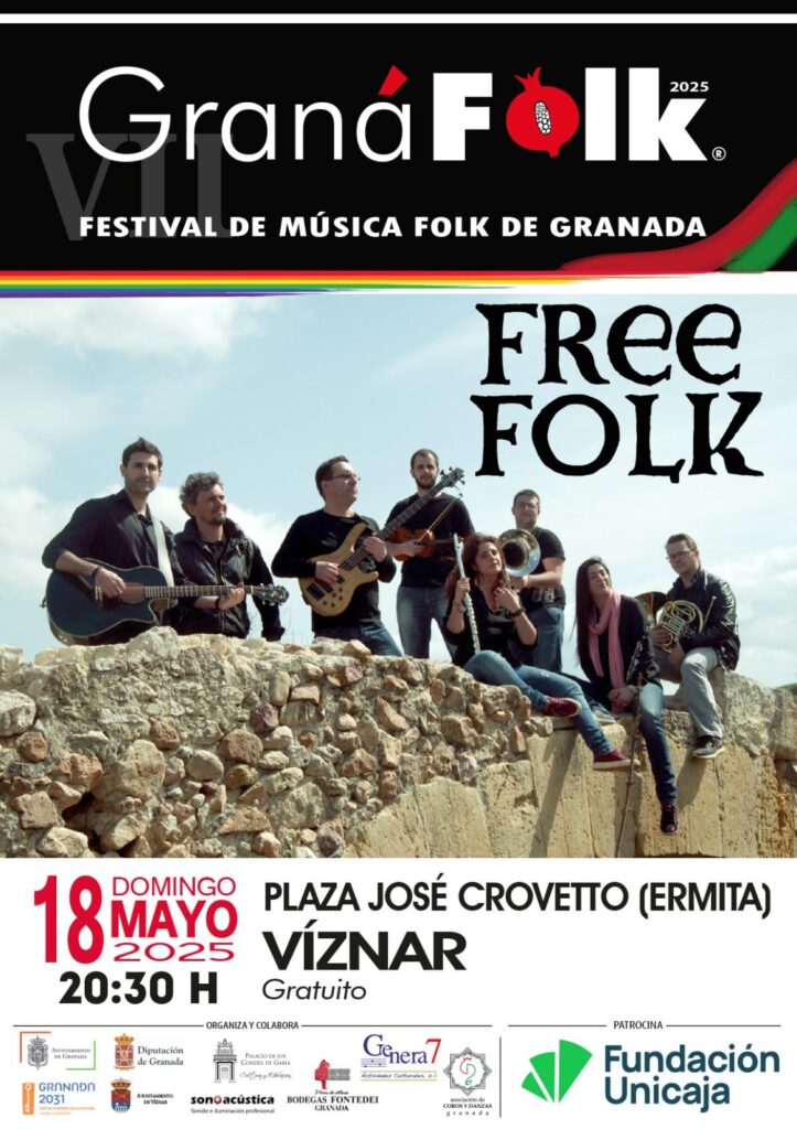 Cartel de la actuación en Viznar de Free Folk, en el festival GranaFOlk 2025